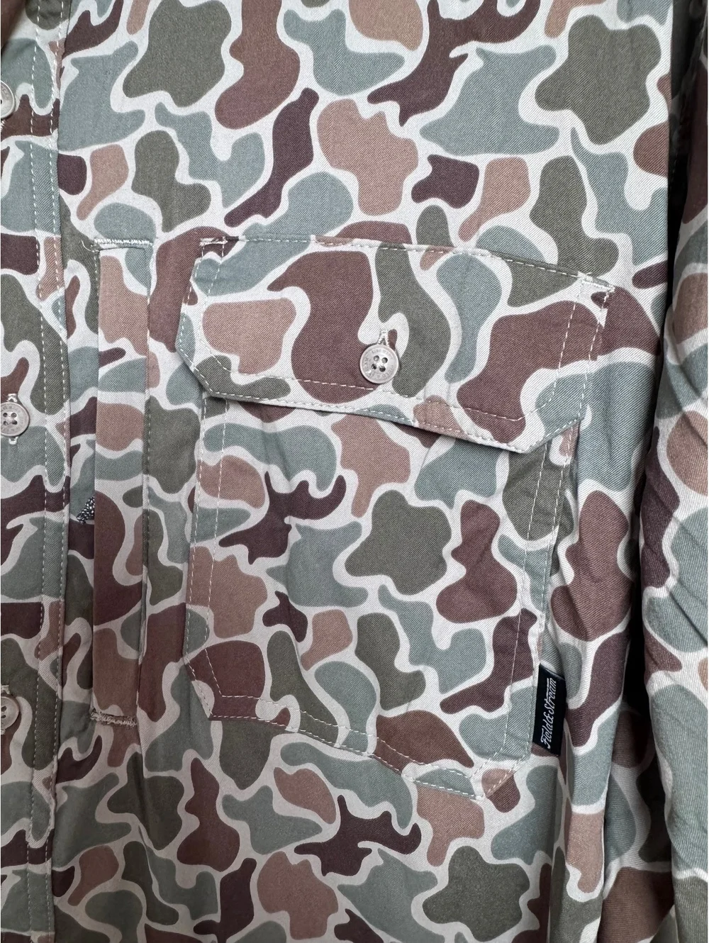 Field & Stream Men's Green Duck Camouflage Button-Up Shirt XL